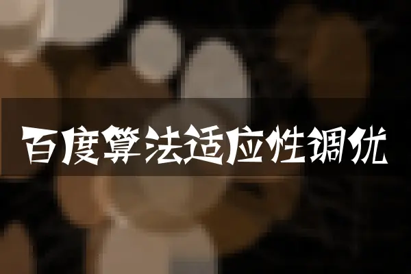 百度算法适应性调优